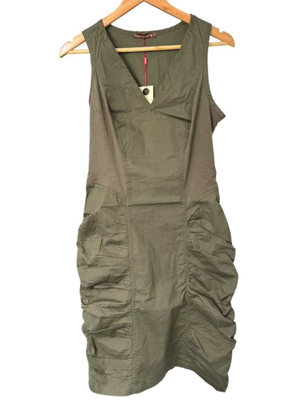 NWT XCVI Wearables Raymond Sleeveless Ruched Dress Olive Green Size Small - Picture 2 of 10